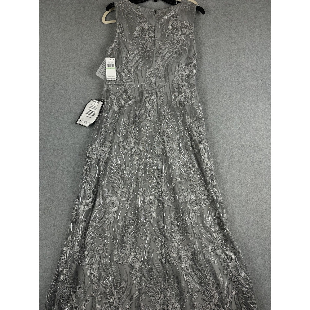 Alex Evenings Dress Womens 8 Silver Sequin Lace A-Line Formal Maxi Gown NWT - Picture 8 of 11